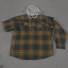 Wrangler Authentics Jacket Mens XL Plaid Quilted Lined Flannel Hooded Shacket
