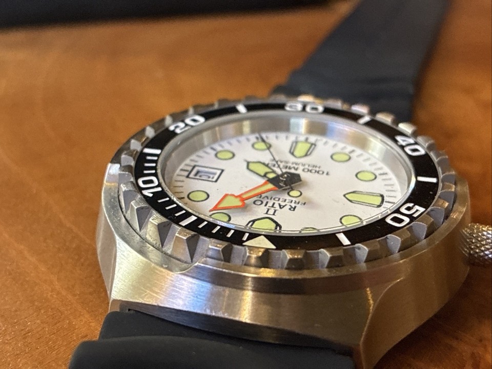 Ratio Freediver 1000m Dive Watch W/ White Dial, Box, Card & All Papers ...