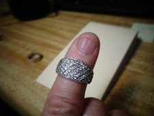 Beautiful Many Stones Cubic Zirconia Sterling Silver 925 Woman  s Ring, Size 7.