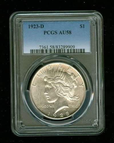 1923-D PEACE SILVER DOLLAR PCGS AU-58