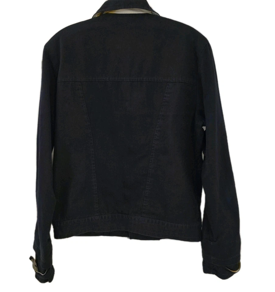 Толстая мужская куртка Trovata небольшая темно-синяя на молнии с нашивками на пуговицах карманами контрастная подкладка - Изображение 3 из 4