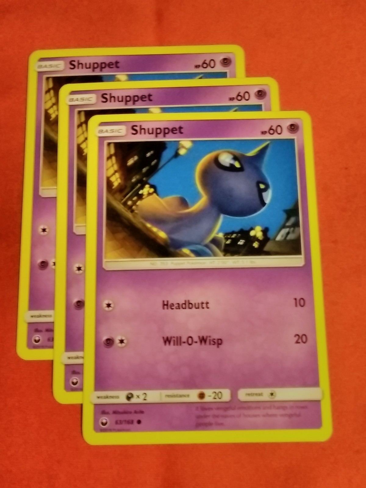 x3 Shuppet 63/168 Pokemon Card SM Celestial Storm Common - Unplayed Mint+
