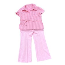 Set Di Pantaloni E Camicia In Poliestere Rosa Anni '60