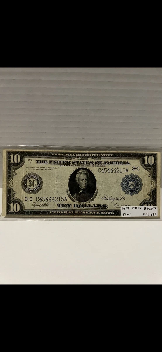 1914 $10 US Federal Reserve Large Notes for sale | eBay