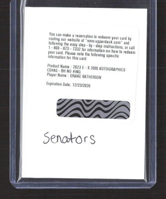 2023 e-x 2000 autographics redemption DRAke batherson auto REDEMPTION