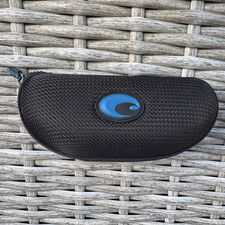 Costa Del Mar Sunglasses Zip Up Hard Shell Black Blue Logo Case
