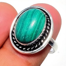 Green Malachite Gemstone 925 Sterling Silver Jewelry All Size Ring For Gift