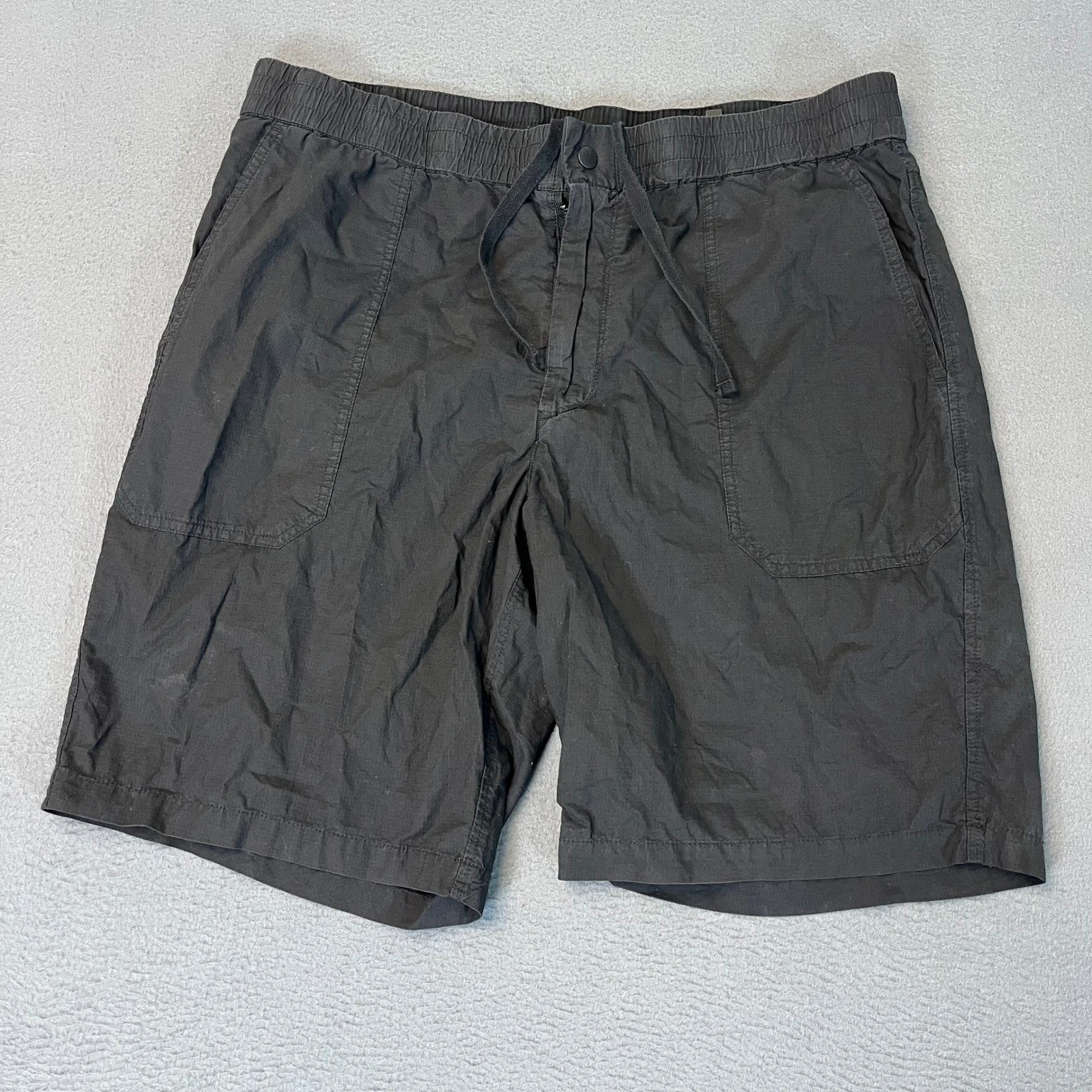 Rag & Bone Mens Size 34 9" Black Ripstop Pima Cotton Drawstring Shorts Logo Pkt