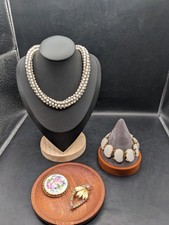 Lote de joyas vintage, gargantilla, pulsera de panel, broche Limoges, broche de diamantes de imitación