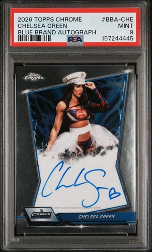2026 Topps Chrome WWE- Chelsea Green AUTO PSA 9 MINT ON CARD Blue Brand #BBA-CHE