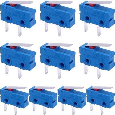 Taiss 10Pcs Micro Switch 250V 5A 2 Pin 1No Handle Limit Switch Tact Sw