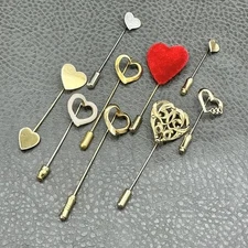 Lot Heart Stick Lapel Pins Brooch Gold Silver Tone Mixed Valentines Assorted
