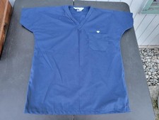 Superior Uniform Group Scrub Shirt Mens Small Blue V Neck Nursing Top Pocket