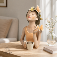 Formano BüSte Dame Mit Kaffeetasse, Schmetterlingen Aus Kunststein-759696