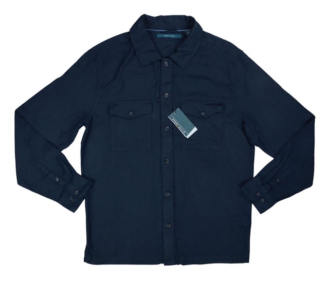 Perry Ellis Linen Blend Slim Fit Long Sleeve Button Down Men's Shirt NWT