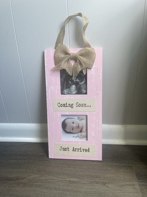 Coming Soon & Just Arrived Baby Photo Frame Wall Hanging Bow 3.5 x 3.5''
