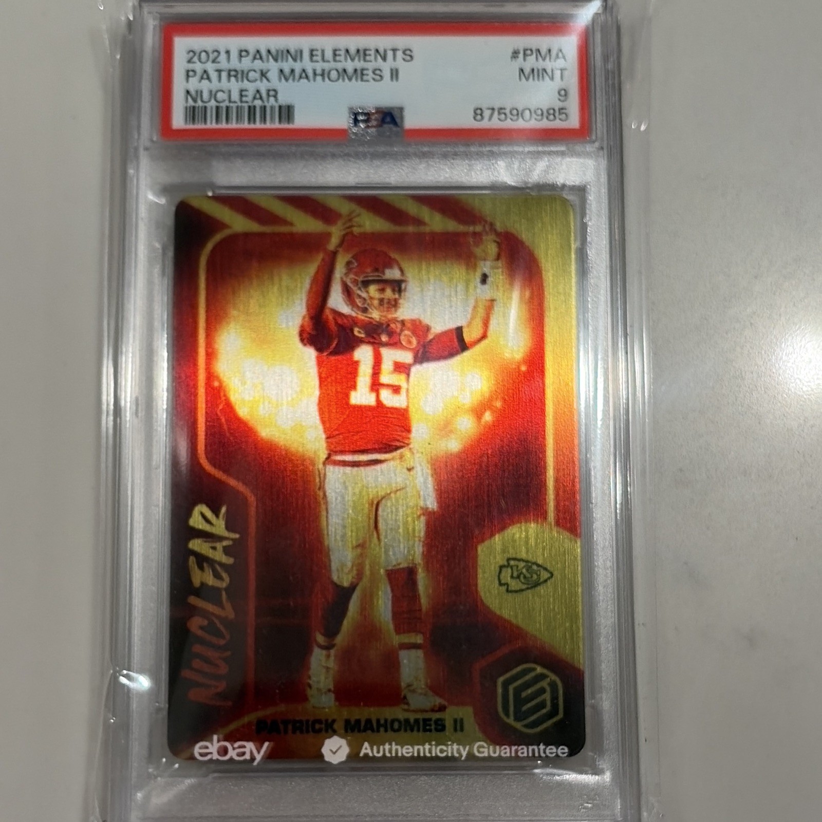 Panini 2021 Elemen Patrick Mahomes II Nuclear Insert #NUC-PMA PSA 9 Chiefs POP 3 view 1