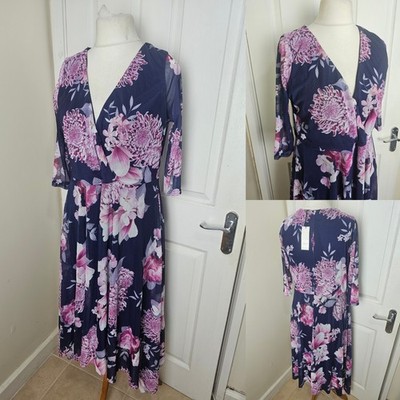 Yours London Floral Midi Dress UK 20 Wrap Style BNWT Wedding Guest
