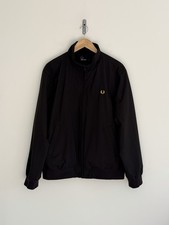 Fred Perry Bentham Jacket Harrington Bomber Black Nylon Mens Large Superb