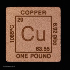 1 Pound lb lbs Fine Copper Cube Bar Element Design Made in USA Bullion 16 oz