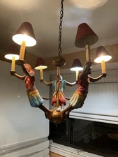Vintage Bill Huebbe Exotic Monkey Chandelier Fabulous Light Fixture 36" Wide