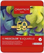 Caran d'Ache Box of 10 NEOCOLOR II Aquarelle Pastels 50 Years Dark Special