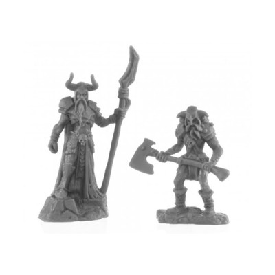 Rune Wight Thane and Jarl Miniature 25mm Heroic Scale Figure Bones Black Reaper 