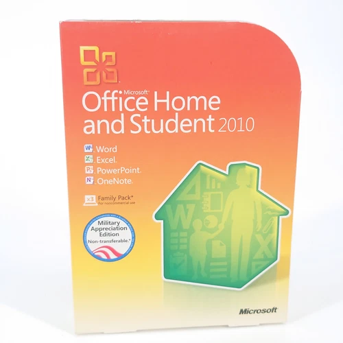 Microsoft Office 2010 Home and Student Family Pack Licensed For 3PCs Military