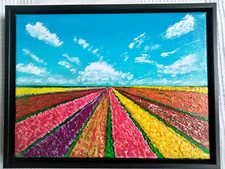 Framed Original Hand Painted Acrylic Painting on Stretched Canvas 13"x10"x1.3"