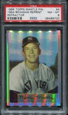 PSA 8 NM MINT 1996 TOPPS FINEST MICKEY MANTLE 1954 #4 YANKEES REFRACTOR B176