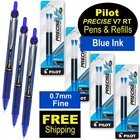 Pilot Precise V7 RT, 3 Pens With 4 Packs of Refills, Blue Ink, 0.7mm Fine Point