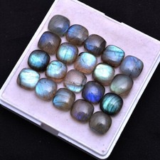 20 Pcs Natural Labradorite Blue Shine 10mm Cushion Cabochon Loose Gemstones Lot
