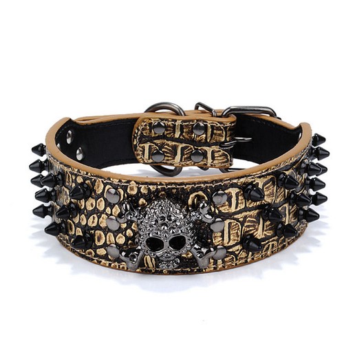 Nieten Halsband Welpe Lederhalsband Hunde Totenkopf Welpenhalsband C79 - Picture 5 of 8