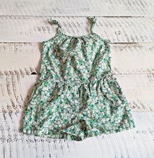 Baby Gap Size 4 Toddler Mineral Green Floral Tie Romper