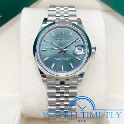 Rolex 278240 Datejust 31mm Stainless Steel Smooth Bezel Mint Green