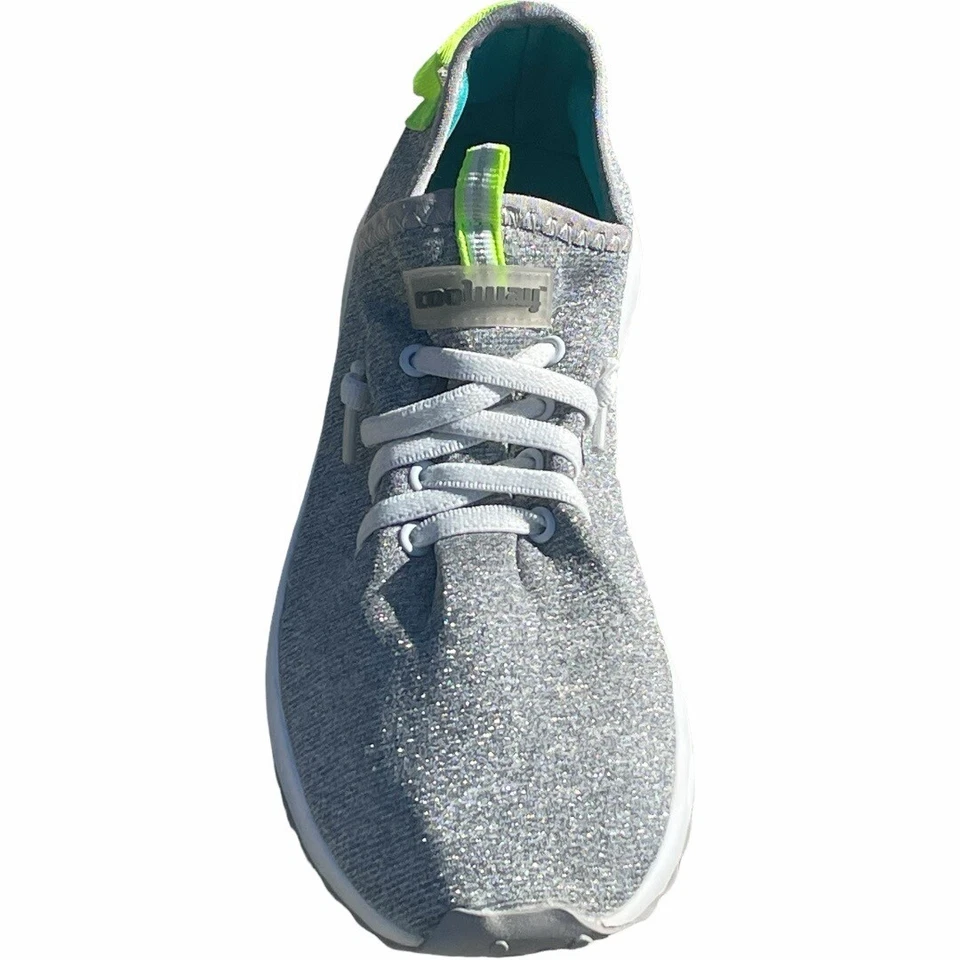 Coolway Mujer 7 Tenis Tahali Plateado Tejido Hilo Metálico Acentos Verde Neón Foto 3 de 4
