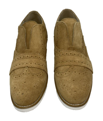 Girotti Custom Made Handcrafted Caramel Suede Slip on Lightweight Oxfords 42/9