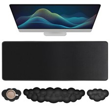 JIKIOU Large Gaming Mouse Pad Waterproof with Cloud Keyboard Wrist Rest and C...