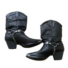 Dingo Olivia Slouch Chain Harness Concho Black Leather Boots Size 6.5 Women VTG