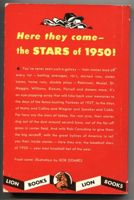 BASEBALL STARS OF 1950-NORMAN SAUNDERS ART-TED WILLIAMS-STAN MUSIAL-LION - Image 2 of 2