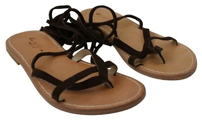 Chaussures Da Quy sandales plates à lanières en daim marron foncé pour femmes... - Photo 1/4