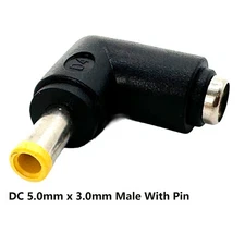 DC 5.5mm x 2.1mm Female To 5.0 x 3.0mm Male Right Angle Power Adapter Connector