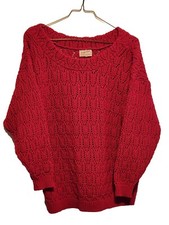 Vintage Trafashion M/L Knit Sweater Pink Made In USA Off Shoulder Style Warm 80s