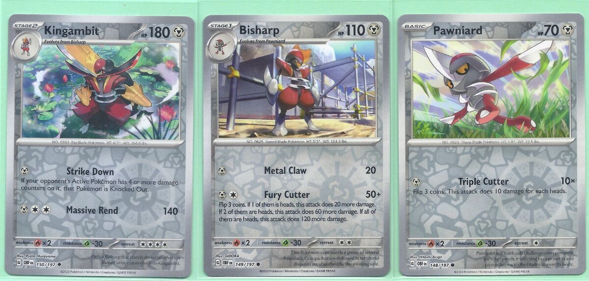 3 EVOLUTION OBSIDIAN FLAMES POKEMON-KINGAMBIT BISHARP PAWNIARD-ALL