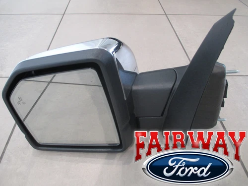 15 thru 17 F-150 OEM Ford Heat Camera Pwr Fold BLIS Mem Chrome LH Driver Mirror
