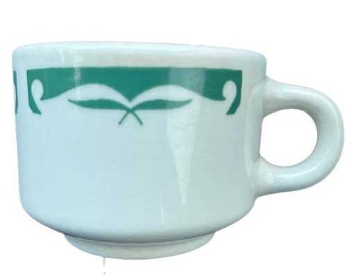 Homer Laughlin Best China Diner Restaurant Ware White Green Coffee Mug Tea Cup