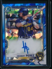 HEDBERT PEREZ AUTO 1st 2021 Bowman Chrome Sapphire Autograph Ice Refractor RC