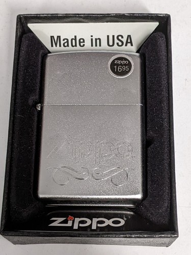 ZIPPO 2011 ZIPPO SCROLL SATIN CHROME LIGHTER SEALED IN BOX R1119