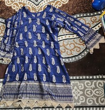 PAKISTANI SHALWAR KAMEEZ 3 PIECE BRAND NEW NAVY BLUE AND GOLD COLOR
