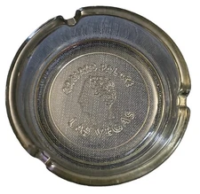 Vintage CAESARS PALACE Las Vegas Clear Glass Ashtray Round
